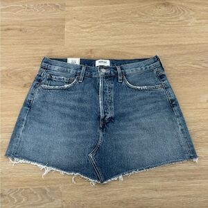 Agolde Blue Frayed Hem Denim Shorts
